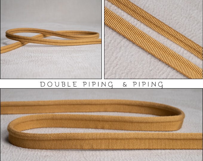 Goldish Brown double Piping Cord or Piping |10mm-0.36" double gimp piping or 5mm - 0.196" Flanged Piping|Double Upholstery Gimp Trim