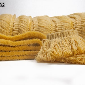 Gelbe Pinsel Fransenborte | 4 cm-1,57 Zoll breite üppige Pinselborten am laufenden Meter