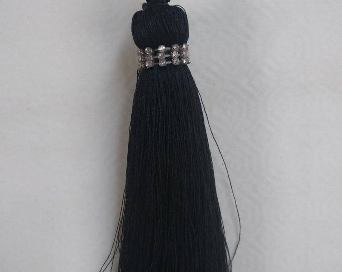 Black Tassels Beaded with strass|Diamond Collection Swarovski|18cm-7.09" height Luxury Tassel for Crafts home decoration curtains pillows