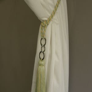 Green Mix Curtain decor | Modern tiebacks for curtain | Curtain Holdbacks with metalic rings | home decor tassel