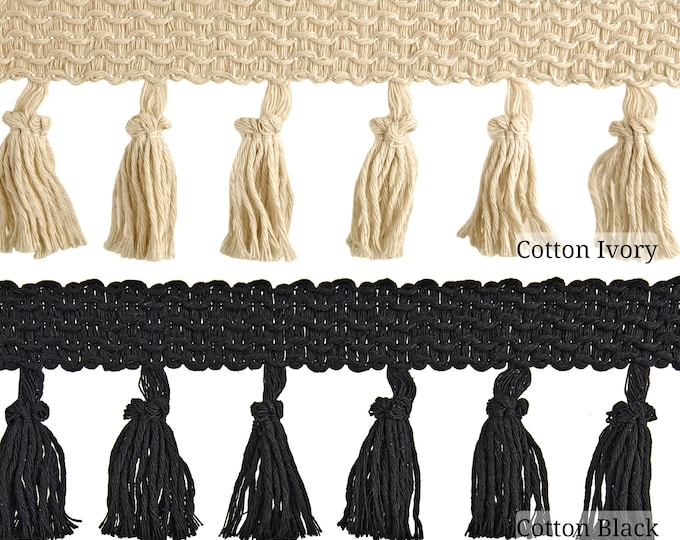 100% Cotton Tassel Trim Fringe | 6.5 cm - 2.26 inch wide tassel fringe