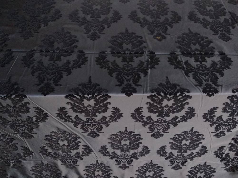 Taffeta black classic damask curtains embroidered fabricDouble Height