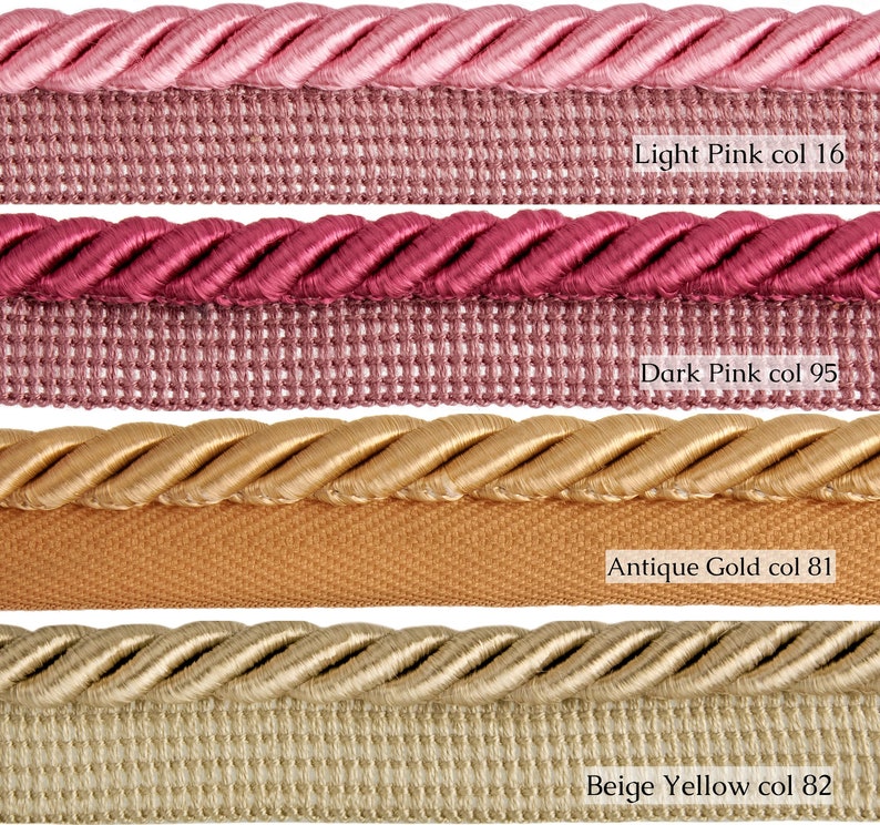 65 Colors Twisted Cord10mm or 6mm Rayon Flanged Piping Cord Upholstery Piping Cord by the meter image 6