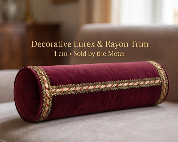 Classic Red & Gold Gimp Trim 2cm | Upholstery Decorative Braid | Luxury Furniture  Curtain Trim | Sold by the Meter