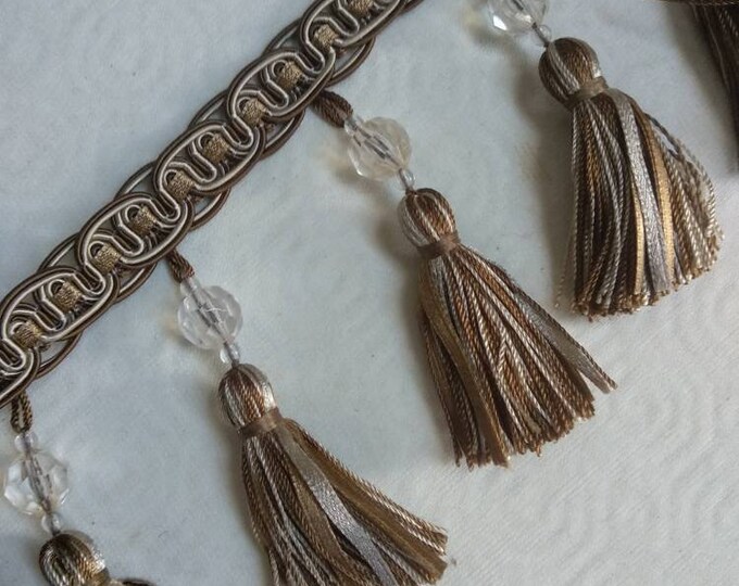 Brown Beige Tassel Fringe Trim |9 cm - 3.54 inches height tassel trimmings curtain fringe trim