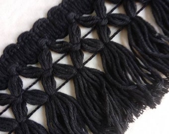 Cotton Black Braid Tassel Fringe|8 cm - 3.15 inches Cotton Lace Trim |DIY Crafts, Dress, scarfs,curtains, accesorries trim by the meter