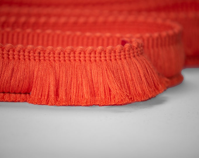 Orange Brush Fringe Trim | 4cm - 1.57 inches width brush fringe trimming by the yard