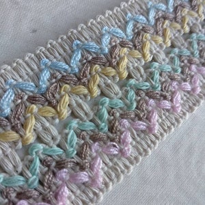 Cotton embroidered Lace, curtains Ribbon Braid Trim | 3cm-1.18&quot;Width,Multicolor Knotted tape, Gimp by the meter