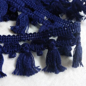 Navy Blue Relax Tassel Fringe Trimming | 3cm-1.18 inches width Tassel Fringe | Sold by the meter