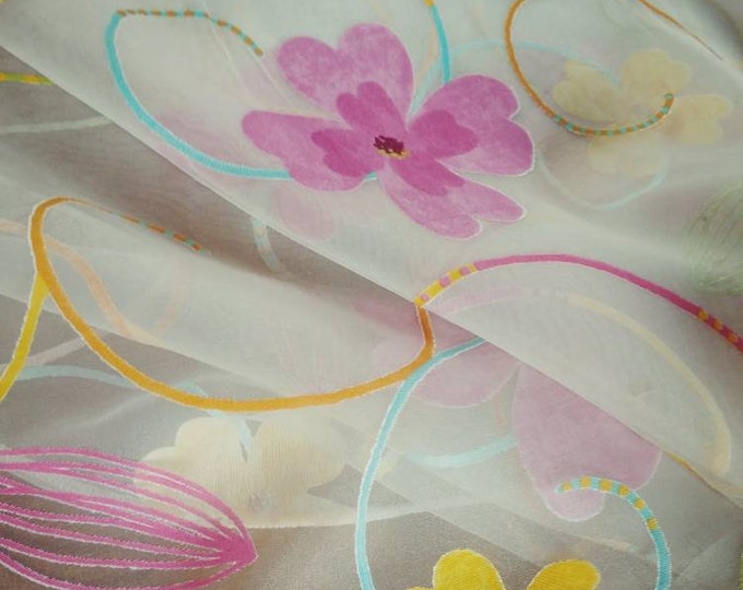 Organza devoreh flowers design colorfull curtains fabric|Double Height 300cm/118inches