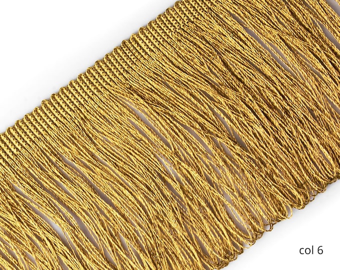 Gold Rayon Double Weld Fringe Trim|10 cm - 4 inch  Height fashion chainette trim