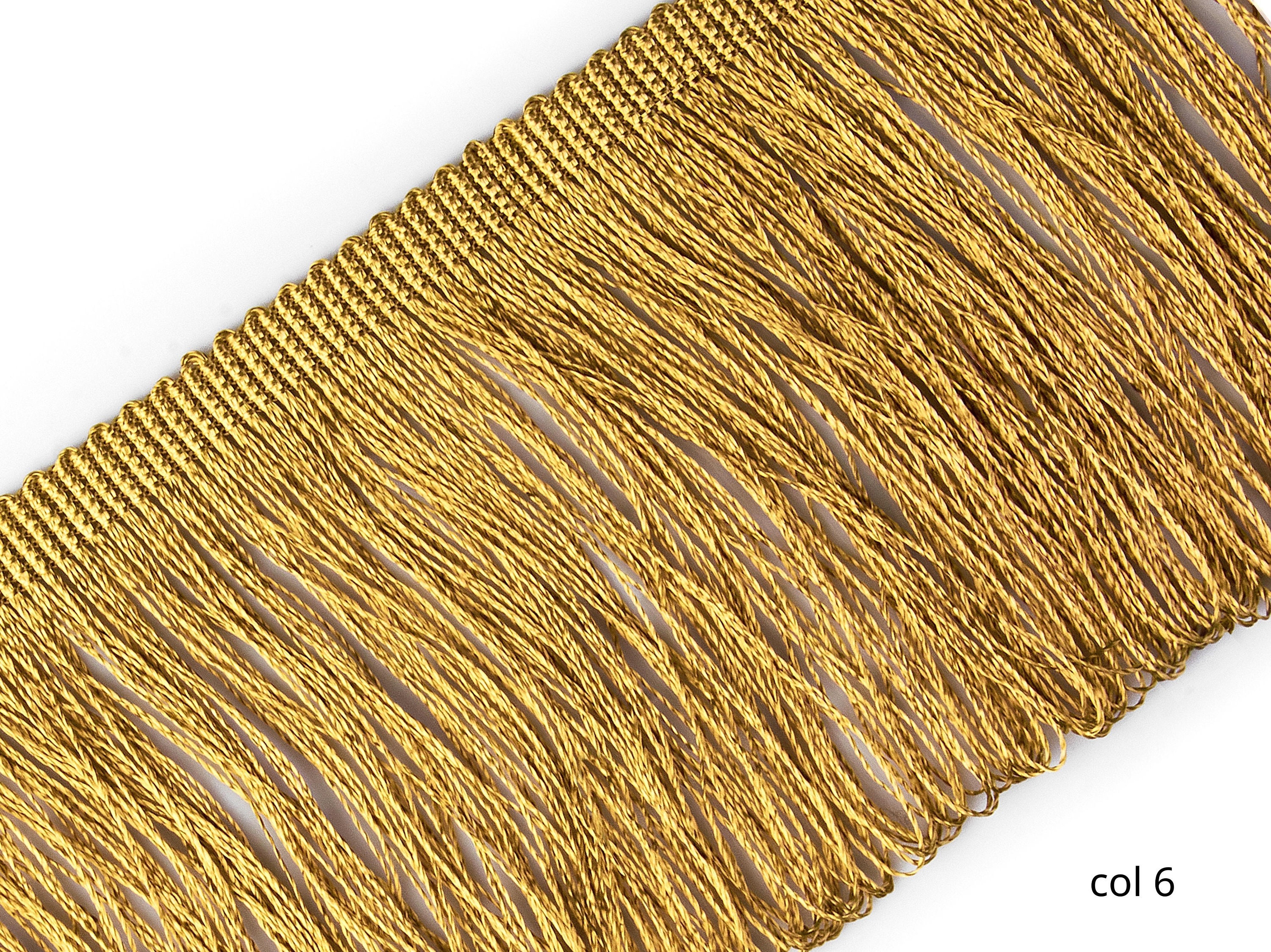 6 inch (10 cm) Gold Metallic Chainette Fringe. Metallic Chainette Fringe Adds Movement and A Bit of Drama to Anything It Is Applied TO. Perfect for