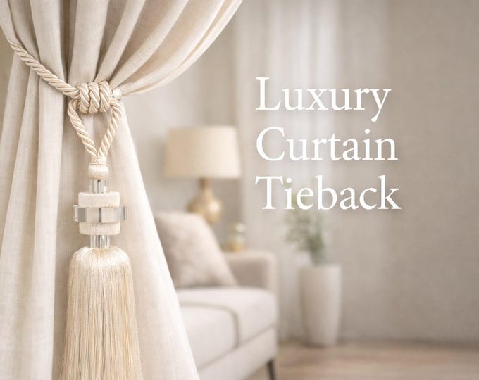 Luxury Tassel Curtain Tiebacks – Large Rope Tie Back with Decorative Tassel – Modern Drapery Holdback – 3 Colors