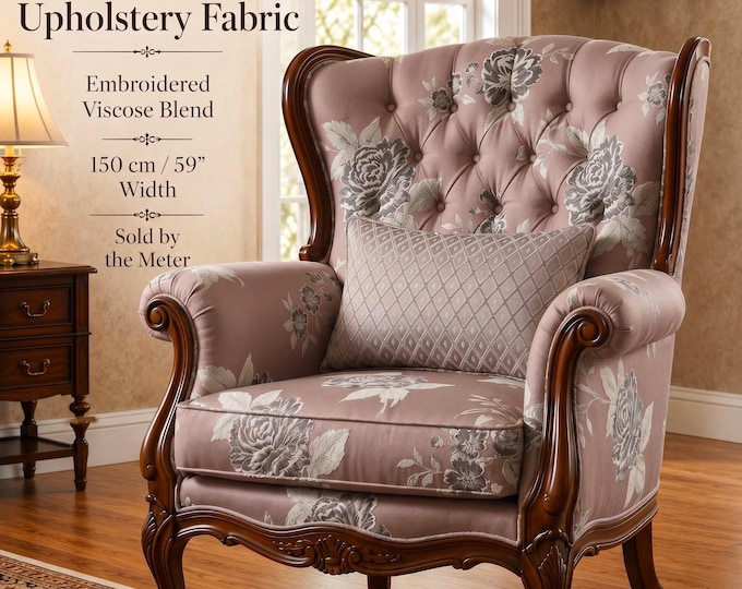 Viscose Embroidered  Classic Floral Upholstery Fabric|150 cm - 59 inches width upholstery fabric