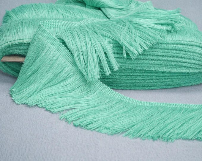 Mint Chainnette Trimming | 10 cm - 3.94 inches long chainette fringe trim.