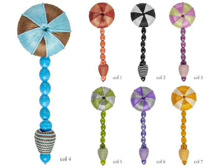 Tassel With Beads and Crystals | 11cm - 4.33 inches Height | Rosary Tassel with Rossette | Cushion Tassel with Beads