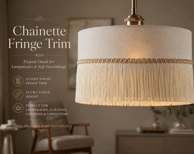 Ecru Chainette Triming Fringe| 10 cm - 4 inch height Chainette Fringe Trimming