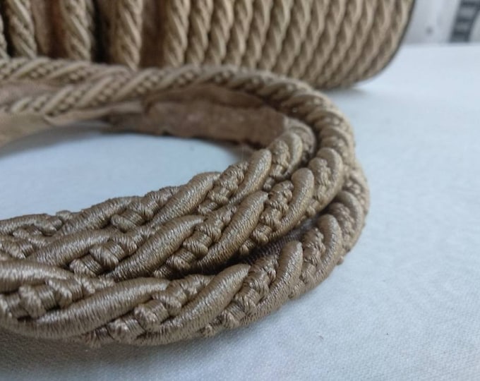 10mm - 0.39" FAB Rayon Flanged Piping Cord | Beige Gold Upholstery Piping Cord by the meter (39"/1.09yards)