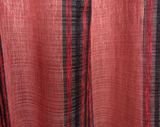 Red Black Stripes Gauze Curtain Fabric|300 cm -118 inches Width Curtain Fabric