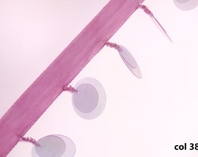 Purple braid with plexiglass sequins /3.5 cm height decor beads plexiglass pink tassel type fringe trimmings