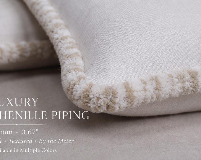 Luxury Speckled Chenille Piping Trim 17mm (0.67") | Soft Velvet Upholstery Cord for Cushions, Pillows & Furniture | By the Meter