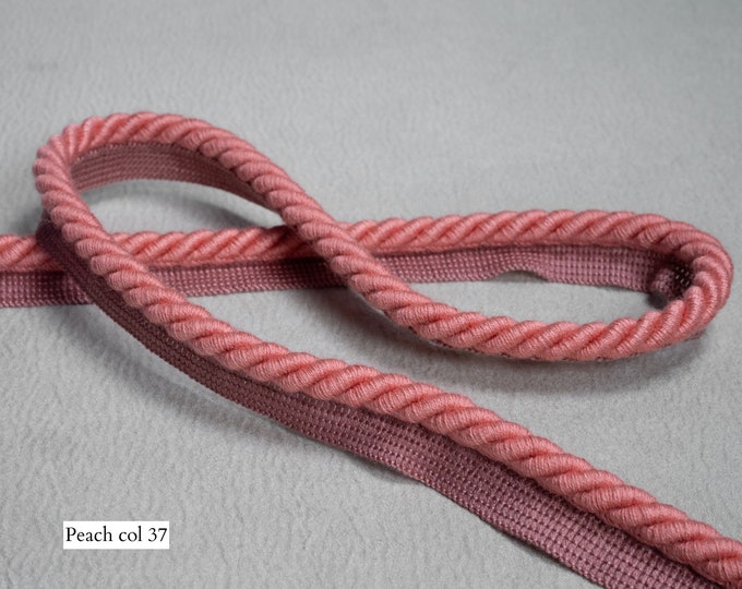 10mm or 6mm Relax Flanged Piping Cord | Peach Thick Upholstery Cord with Tape | Sold by the meter