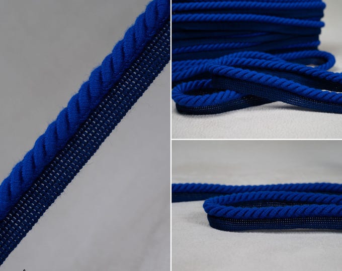 10mm or 6mm Relax Flanged Piping Cord | Royal Blue Thick Upholstery Cord with Tape | Sold by the meter