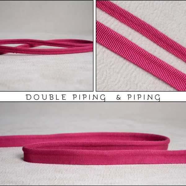 Fuschia double Piping Cord or Piping |10mm-0.39" double gimp piping or 5mm - 0.196" Flanged Piping|Double Upholstery Gimp Trim