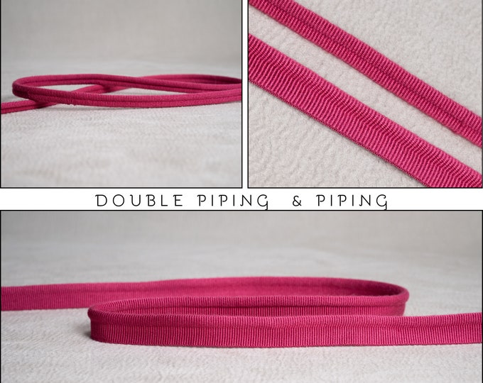 Fuschia double Piping Cord or Piping |10mm-0.39" double gimp piping or 5mm - 0.196" Flanged Piping|Double Upholstery Gimp Trim