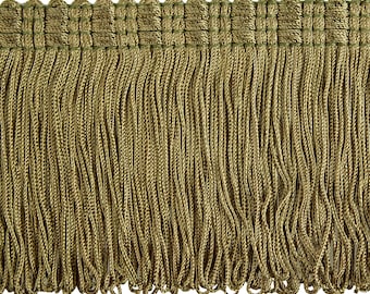 Oil Green Double Weld Bullion Fringe Trim|10 cm - 3.93 inches height trim fringe | Sold by the meter