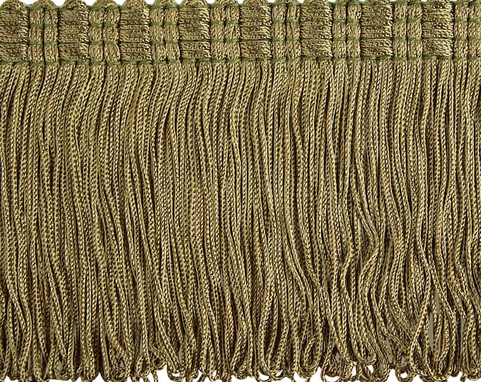 Oil Green Double Weld Bullion Fringe Trim|10 cm - 3.93 inches height trim fringe | Sold by the meter