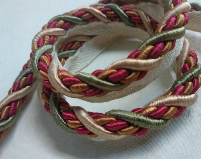 10mm-0.39" Rayon Flanged Piping Cord | Red Gold Beige Green Upholstery Piping Cord by the meter