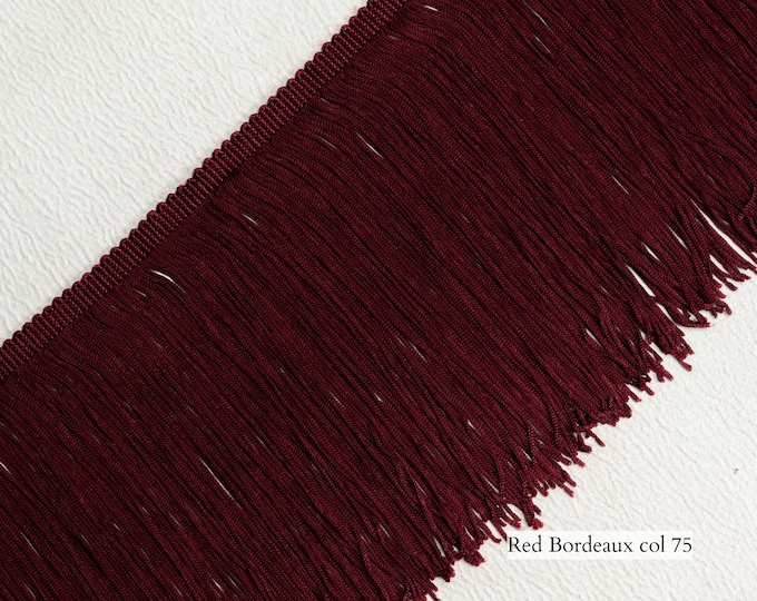 Bordeaux Red Chainette Fringe | 20cm-7.87 inches long Chainette Fringe Trim | DIY crafts, sewing fringe trim sold by the meter.