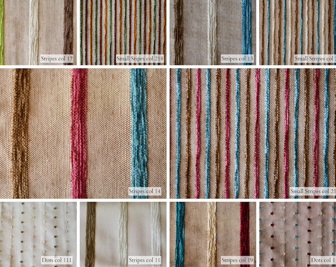 Stripes Chenille Upholstery Fabric|Double Height 300cm-118inches Cotton Chenille Stripes & Dots Upholstery Fabric | Sold by meter