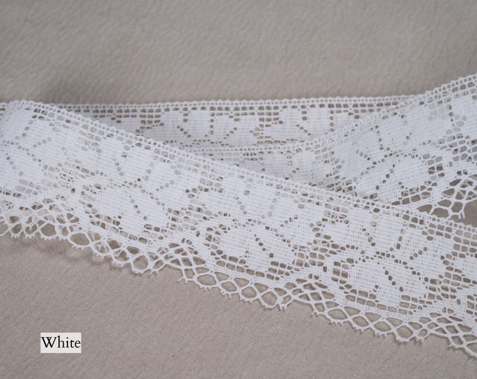 Lace Trim Vintage Valenciennes Type 100% Cotton |5cm-1.96" Width for Cushions Bags Jeans Dresses Crafts and more other sewing projects