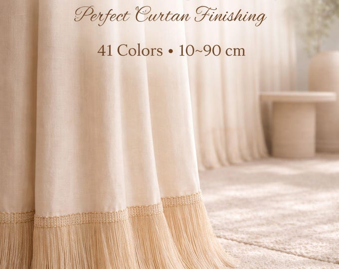 Curtain Fringe Trim 10–90cm | Chainette Drapery Trim | Decorative Curtain Edge Fringe | 41 Colors Available