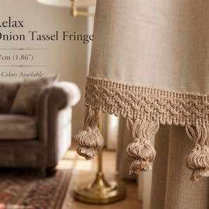 Relax Onion kwastjes franjeband 4,7 cm (1,86") | Decoratieve gordijn- en draperieband | Rand voor meubelbekleding | 41 kleuren | Per meter verkocht