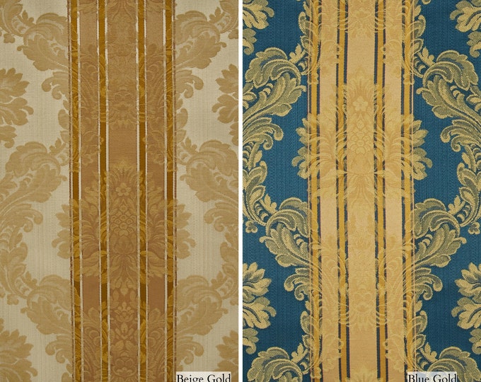 Classic Jacquard Upholstery Fabric | Striped Damask Jacquard| Double Width 280cm - 110inches | Classic Home Decor