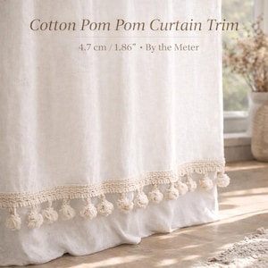 Passamaneria per tende con pompon da 4,7 cm (1,86") / Bordo decorativo per tende al metro / Frange in cotone con pompon / Passamaneria per tende / Passamaneria per tende in stile boho