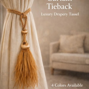 Feather Curtain Tieback Tassel | Luxury Drapery Tie Back | Decorative Curtain Holdback | Window Curtain Accessory | 4 Colors