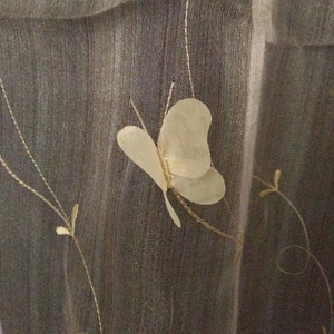 Organza embroidered with appliqué Butterflies. Transparent Curtains Fabric | Double Height 300cm-118inches