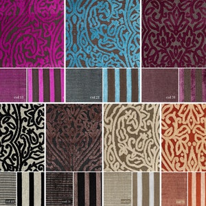 Velvet Classic Jacquard & Stripes Upholstery Fabric|140cm-55inches width Ethnic Bohemian Upholstery Fabric|Sold by the meter (39&quot;/1.09yards)