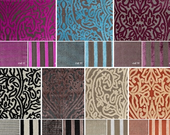 Velvet Classic Jacquard & Stripes Upholstery Fabric|140cm-55inches width Ethnic Bohemian Upholstery Fabric|Sold by the meter (39&quot;/1.09yards)