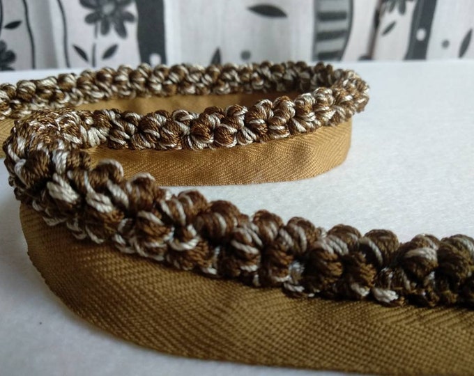 10mm-0.39" Brown Beige Curled Cord Trim | Rich Flanged Piping Upholstery Cord|Sold by the meter (39"/1.09yards)