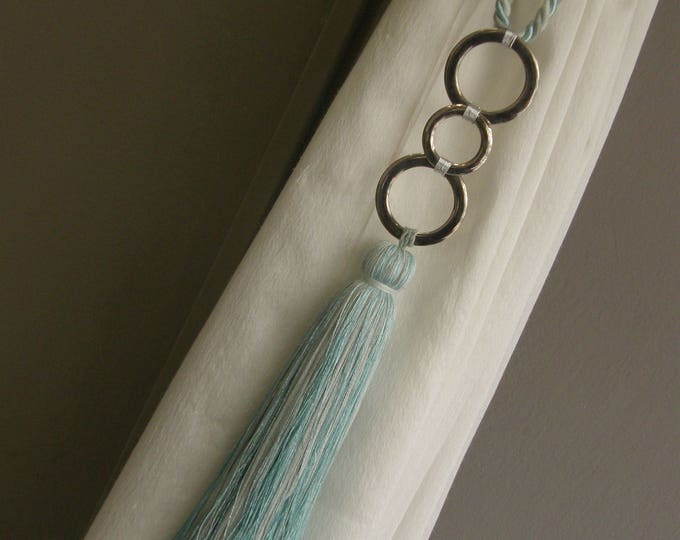 Curtain decor | Minimal metal rings tiebacks for curtain | Curtain Holdbacks with metalic rings | home decor tassel