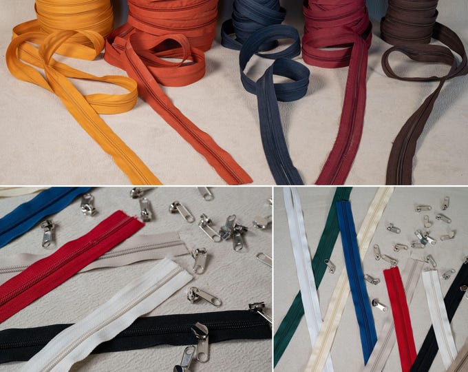 Molded plastic continuous Zipper Chain/  Wide 5mm- 0,19'' inches/Bags, upholstery, cushions, pockets, pants, tents, sleeping bags/ by meter