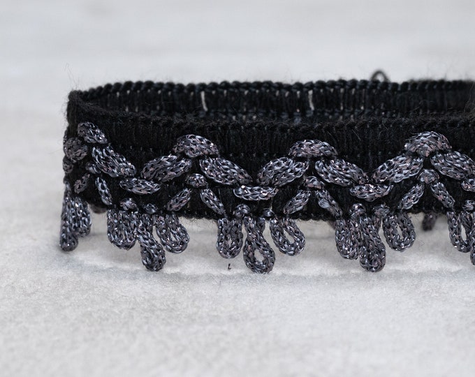 Ethnic Acrylic-Rayon-Lurex Tassel gimp Fringe Trimming/Metallic braid Van-Dyke design /2.6cm-1.02inches/ Perfect for Retro swing projects