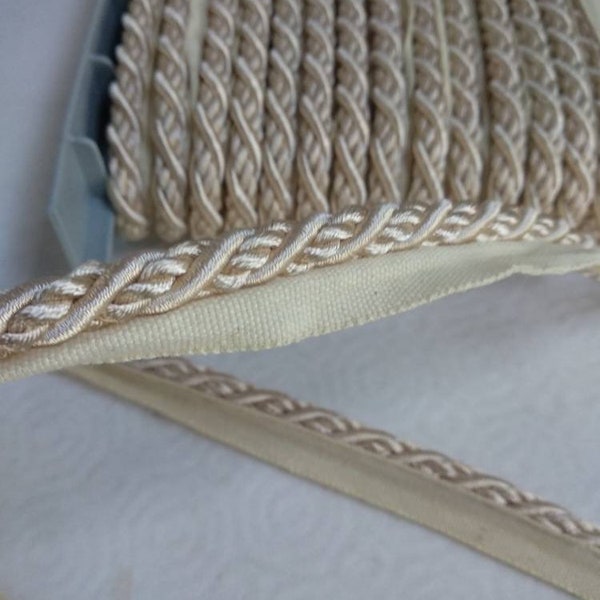 9mm-0.36" Flanged Piping Cord| Ivory Upholstery Trim by the meter (39"/1.09yards)