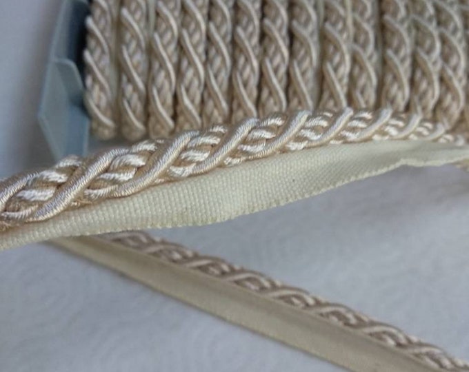 9mm-0.36" Flanged Piping Cord| Ivory Upholstery Trim by the meter (39"/1.09yards)