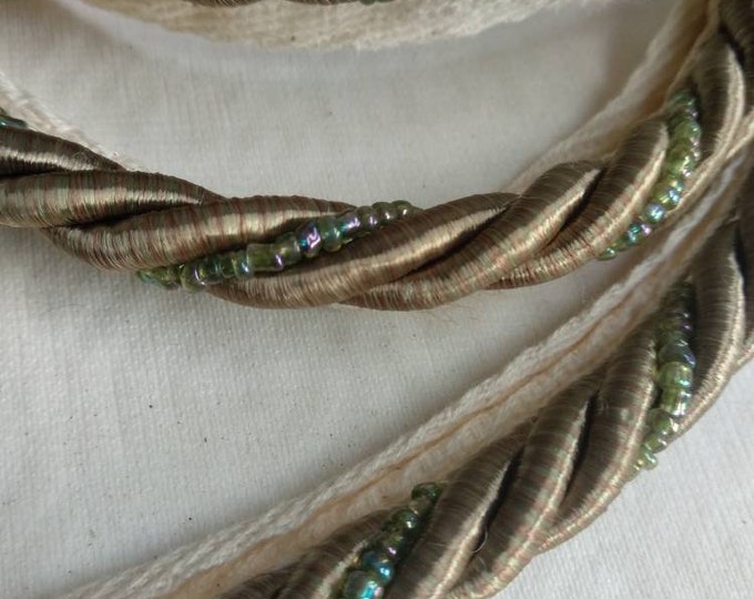 10mm-0.39" Beaded Flanged Piping Cord |Brown Upholstery Cord With Beads | Sold by the meter (39"/1.09yards)